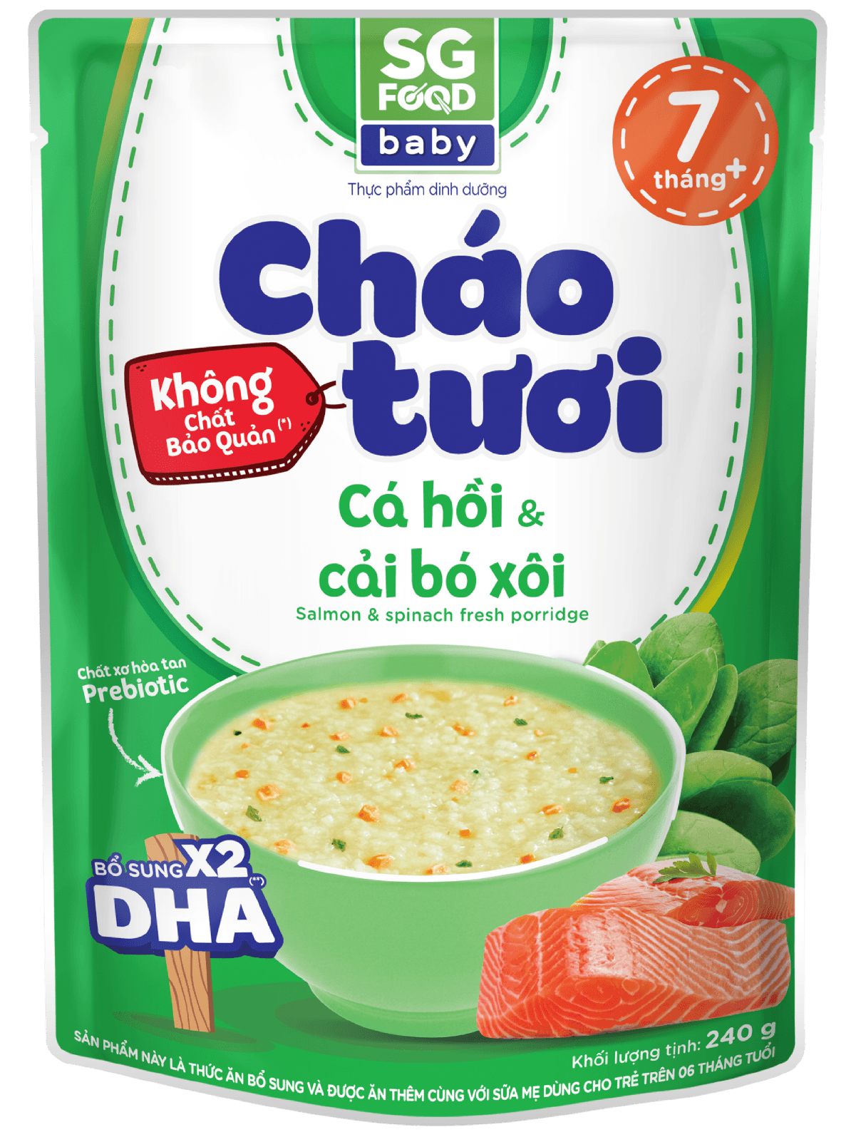 Cháo tươi baby cá hồi - cải bó xôi | Sài Gòn Foods